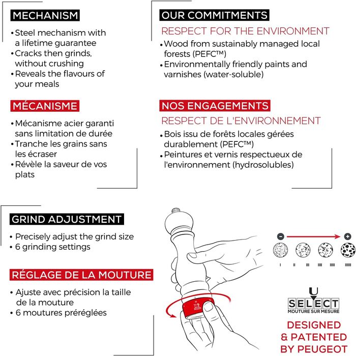 Перец/Соль, регулировка помола u'Select, Высота 18 см, Дерево, Коричневый, 2/23461 (Натуральная, Мельница для перца и соли)