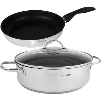 Каструля 28 см і сервірувальна сковорода 28 см з кришкою, набір 3 предмети Klamer