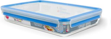 Набір контейнерів для зберігання продуктів EMSA Clip & Close, прямокутні, 5 x 0,8 л, коробки для зберігання, 100 герметичні, придатні для миття в посудомийній машині, морозильної камери та мікрохвильової печі, прозорі, сині, зроблені в Німеччині, N10307 (