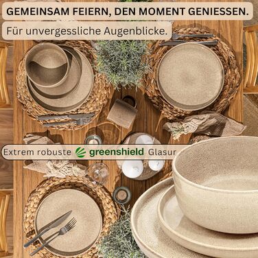 ПОСУД Комбінований сервіз на 6 персон, набір тарілок кавовий кухоль макаронна миска 30 шт. , набір посуду з кераміки посудомийна машина - мікрохвильова піч - стійкий до подряпин, набір посуду з кераміки КОЛЕКЦІЯ ЦІННОСТЕЙ (Каїр Мокко, столовий сервіз 18 ш
