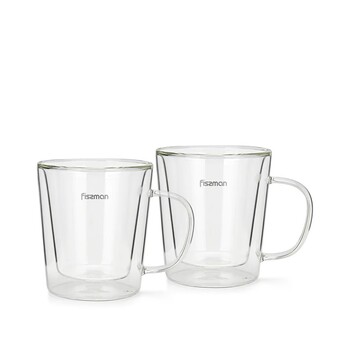 Комплект з двох склянок Fissman BORGIA 320 мл жароміцне скло з подвійними стінками (6449)