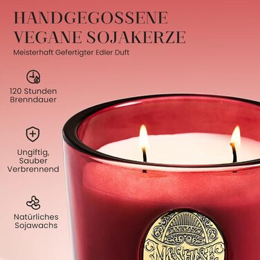 Ароматна свічка M&SENSE Лісова хатина, ароматичні свічки у склянці, натуральна соєва свічка, час горіння 55 годин, подарункові свічки для жінок та чоловіків, подарункова свічка (червона камелія, 560 г)