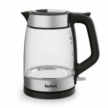 Tefal Электрочайник Glass Kettle 1.7л, стекло, с подсветкой, черно-серебряный