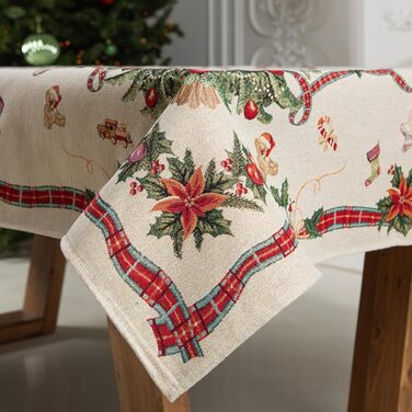 Дім різдвяної гобеленової різдвяної скатертини Скатертина на Різдво та Новий рік (Ялинка (Іскриста), 140x260 см)