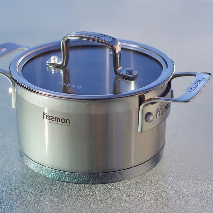 Каструля Fissman FOBUS 20x10 см /3,1 л  із скляною кришкою (5383)