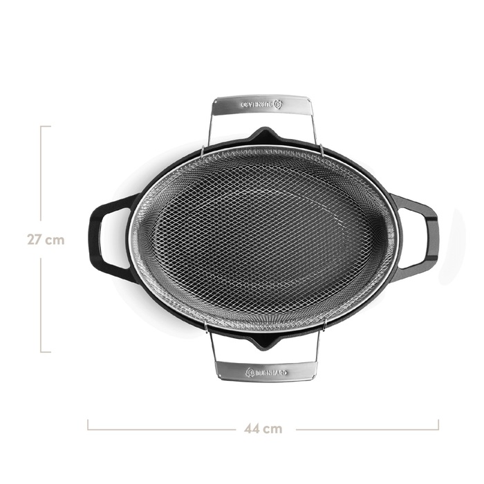 Жаровня чавунна з кришкою та кошиком для смаження Burnhard