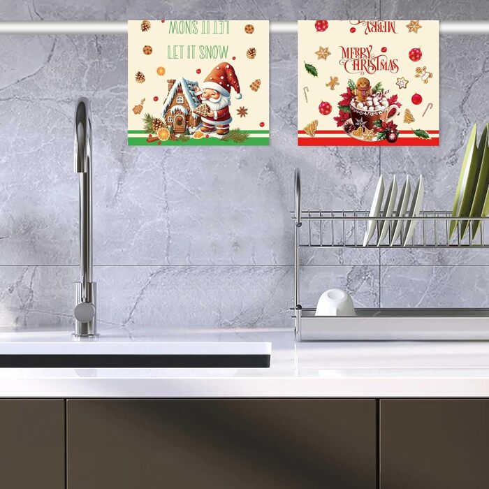Набір з 2 різдвяних кухонних рушників  60 x 40 см, червоний та зелений Gosknor
