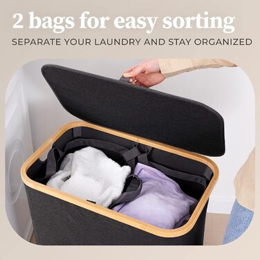 Кошик для білизни з кришкою, 2 відділення, 140 л HENNEZ