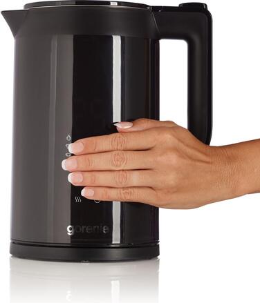 Gorenje Електрочайник 1.7л, подвійні стінки, LED дисплей, Strix контроль, чорний