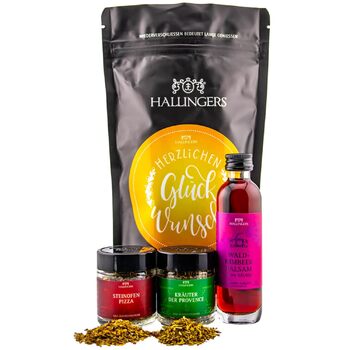 Вітання Hallingers - Подарунковий набір спецій ручної роботи, 5 спецій з усього світу (Набір) - Літній подарунок та ідеальний подарунок для барбекю Вітання з днем народження, вітання з річницею нового дому., 5 спецій (72253) (Вітання., Делікатеси (92932))