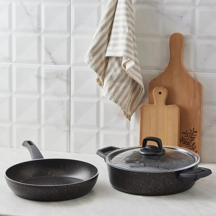 Набір індукційних каструль з біограніту Karaca, 2 предмети, рожеве золото, набір сковород і яєць, біограніт, каструля, яєчна сковорода, функція антипригарного покриття, передові технології, домогосподарства та сімї