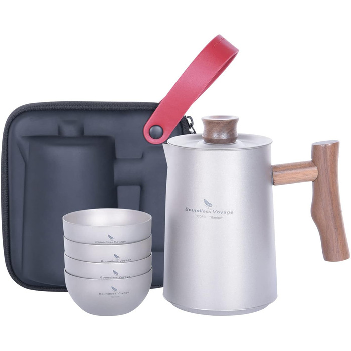 Чайный титановый сервиз 4 чашки iBasingo