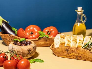 Багетна хлібниця з оливкового дерева - Миска для закусок довгаста - Дерев'яна миска в сільському стилі - Декоративна миска - Миска для фруктів - Миска ручної роботи - Миска для ювелірних виробів - Багатофункціональна миска (1,25-29 см)