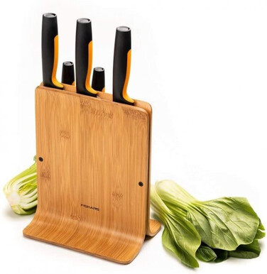 Набір ножів Fiskars Functional Form з бамбуковою підставкою 5 шт (1057552)