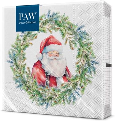 Серветки 3-шарові (33 x 33 см) I 20 шт. I Різнокольорові паперові серветки, ідеальні для різдвяного столу I Серветки - Різдво, зима, зірки, сніг, сніговики I (Радісне коло Санта Клауса)