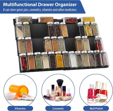 Подставка для специй на 4 уровня раздвижная, черная JESIFFY