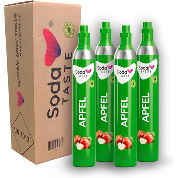 Змінний комплект балонів CO2 SodaTASTE (4 змінних шт.) для газованої води, до 240 л газованої води (УВАГА потрібно 4 порожні балони) (Apple)