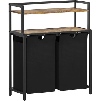 Кошик для білизни Lifewit, відро для білизни, 95 л, легко знімається, кошик для білизни з великою полицею зверху, 2 знімні кишені, ручки, кошик для білизни 2 відділення, пральня, спальня, ванна кімната, гуртожиток, чорний