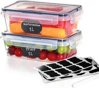 Контейнери для зберігання продуктів Goldeluxe 10 x 1 л з кришками, контейнери для заморозки, коробки для приготування їжі, без BPA, герметичні, штабелюються набір Tupperware для контейнерів для продуктів, контейнерів для заморозки та кухні (GO2PCS1L)