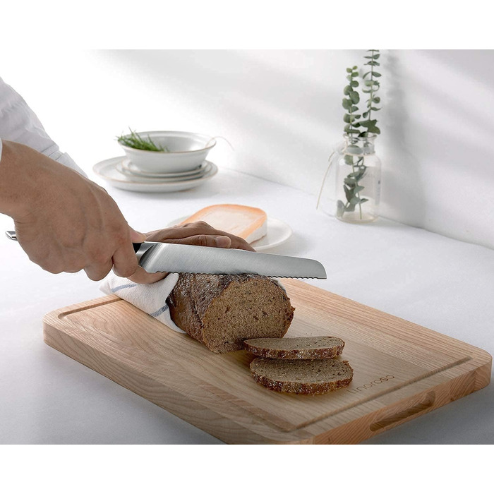 Кухонный нож Острый нож для мяса Профессионально выкованный из импортной высокоуглеродистой нержавеющей стали с красивым магнитным держателем для ножей - Метеорит (8-дюймовый хлебный нож), 7 Santoku Knife