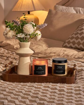 Ароматичні свічки M&SENSE з кавою у скляній банці з 2 гнітами 330 г, час горіння 70 годин, свічка з натурального соєвого воску для спальні, кухні, декору дому, подарункова свічка для чоловіків та жінок, смажена кава (рожевий пляж)