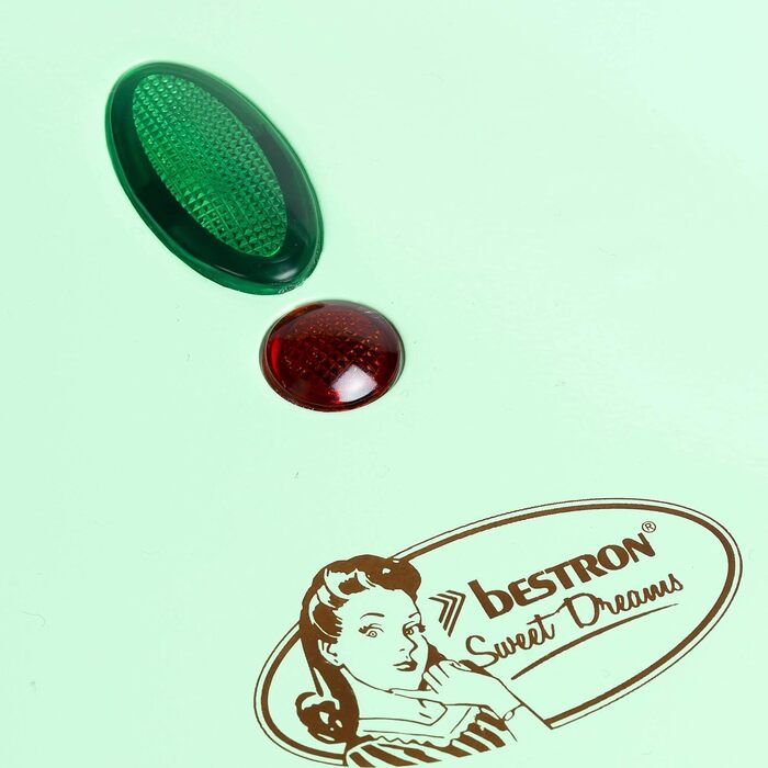 Брюссельська вафельниця Bestron в ретро-дизайні, вафельниця на 2 бельгійські вафлі, з антипригарним покриттям і лампою для випічки, 700 Вт, колір (зелений)