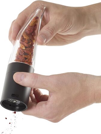 С начинкой из перца чили Резак чили с оригинальным режущим блоком Резак для специй в элегантной подарочной упаковке Матовая нержавеющая сталь (чили мельница черная)