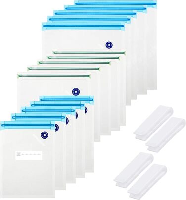 Вакуумні пакети 15 пакетів з 4 герметичними затискачами, 16,1 х 21,8/21 х 22,1/ 26,1 х 28 см GOTRUST