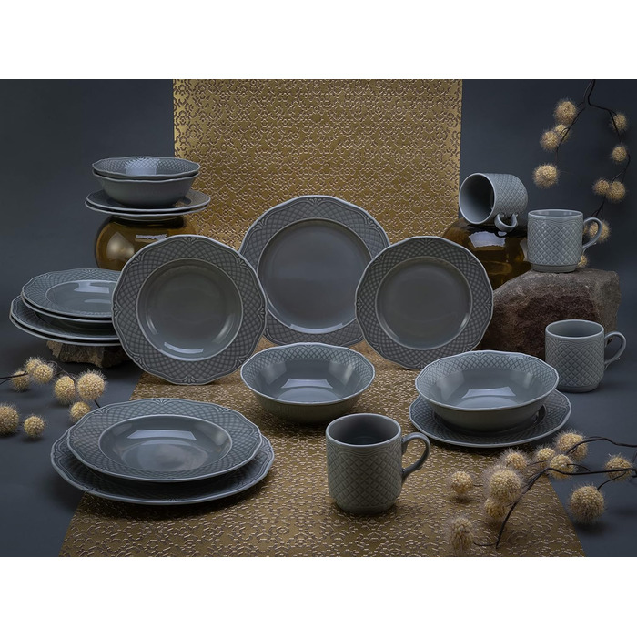 Набір посуду 4 на персони, 20 предметів, сірий Arianne Creatable