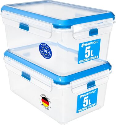 Набір контейнерів для зберігання продуктів ATHLON TOOLS, 4 шт., об&39ємом 3 л, якості для кейтерингу - 100 герметичні та герметичні, від -40 до 100 градусів - для всіх продуктів - без BPA - Контейнери для зберігання в холодильнику (5 л Комплект з 2 шт.)