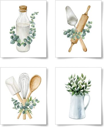 Настенный плакат с 4 предметами в стиле бохо для кухни и столовой Calkkrer