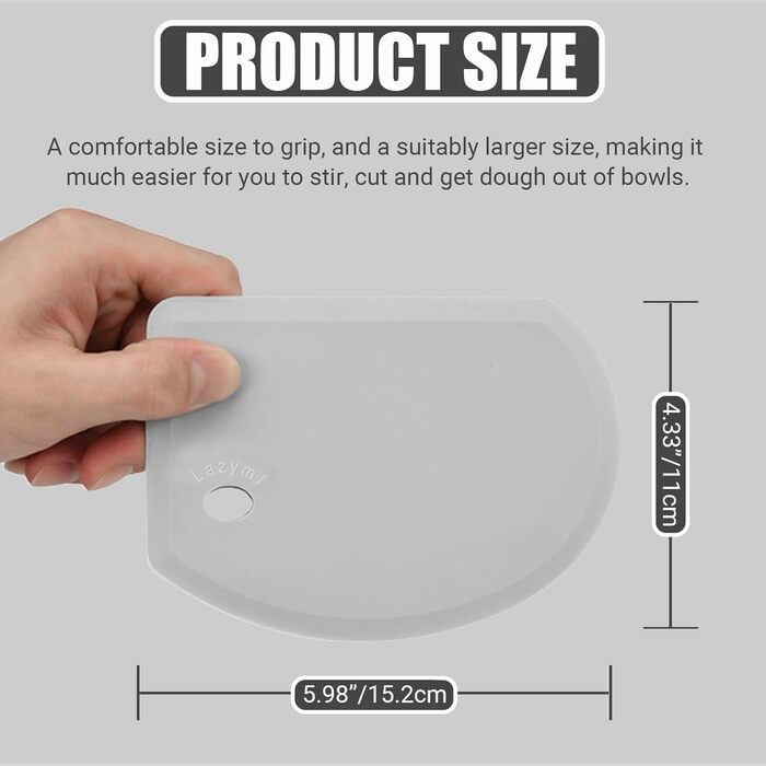 Гнучкий силіконовий скребок для тіста 15,2 х 11 см сірий Lazymi