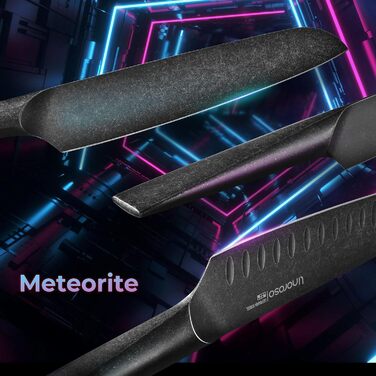 Дюймов Santoku Knife Кухонный нож Острый нож для мяса Профессионально выкованный из импортной высокоуглеродистой нержавеющей стали с красивым магнитным держателем для ножей - Метеорит Нож Santoku Meteorite Style, 7