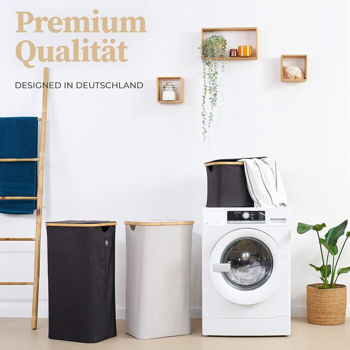 Кошик для білизни з кришкою 2 відділення вузький сірий мішок для білизни - сортувальник білизни ящик для білизни контейнер для білизни збірник білизни комод для білизни колектор кошик для білизни темно-сірий (100 л, 100 л бежево-сірий)