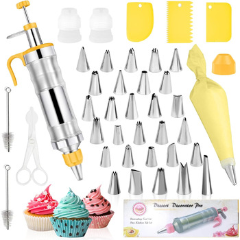 Шприц кондитерський з насадками для декору тортів і кексів, жовтий Erzekrim