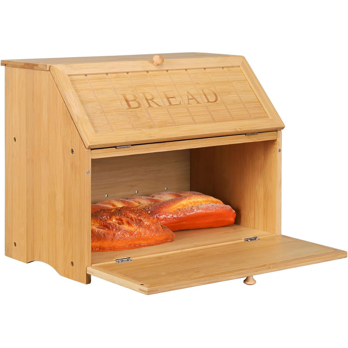 Хлібниця Leader Accessories з бамбука, 2-ярусна, для безпечного зберігання хліба, легкий догляд, 39x25x32 см, чорна (39x25x32 см/15,3&39x9,8&39x12,6&39) (Вінтажна (39x25x32 см/15,3&39x9,8&39x12,6&39))
