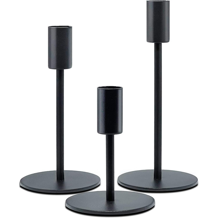 Набор из 3 черных подсвечников EXVERTEM