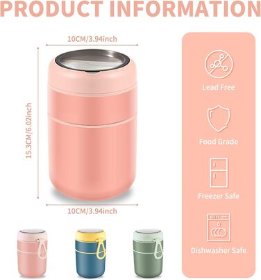 Стаканчик для пластівців 810 мл із складаною ложкою, рожевий ETOPER