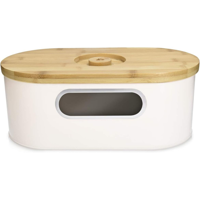 Хлебница с деревянной крышкой, кремовая Navaris