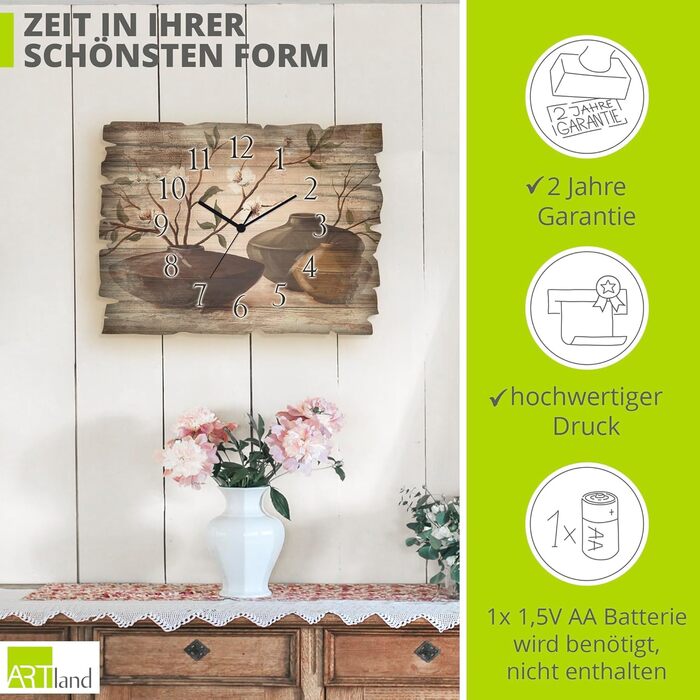 Настінний годинник без цокання 40 x 30 см ARTLAND