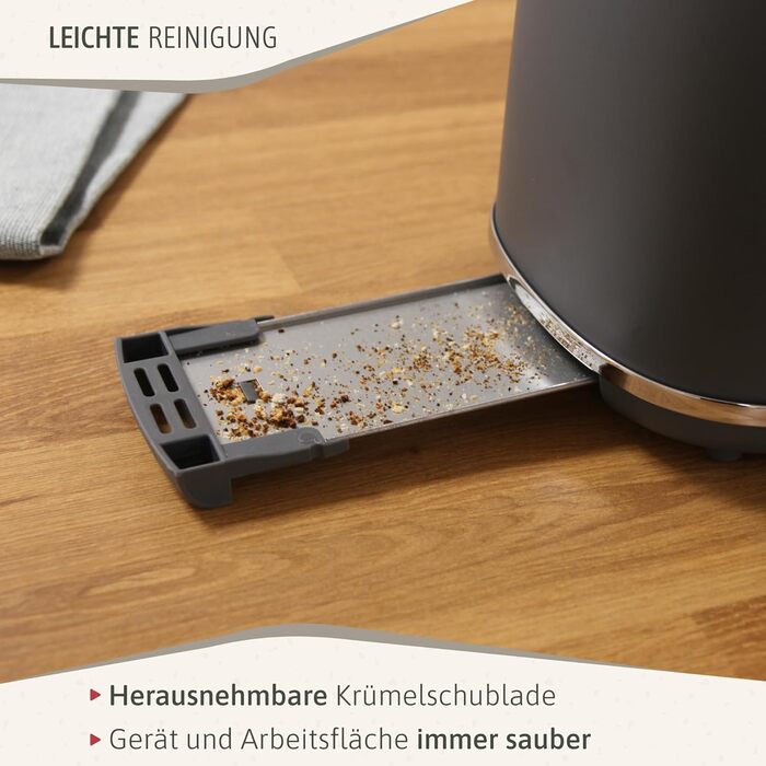 Электрочайник 1,7л и тостер на 2 слота, набор 2 предмета, серый Nordic Briebe