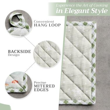 Рукавички для духовки Maison d&39 Hermine, підставки для каструль, 100 бавовна, термостійкі кухонні рукавички, рукавички для духовки (19 см x 33 см) та підставки для каструль (20 см x 20 см) для приготування їжі, Morzine - рукавички для духовки (19 x 33 с