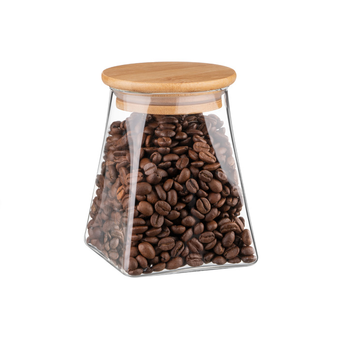 ARDESTO Midori Банка для хранения, 510 мл, стекло, бамбук, коническая, прозрачная
