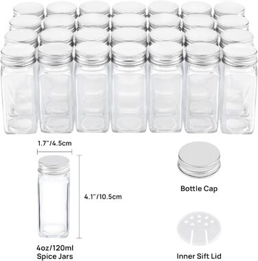 Набір із 28 баночок для спецій 120 мл зі стійкою 34 х 11 х 25 см на 4 полиці Vtopmart