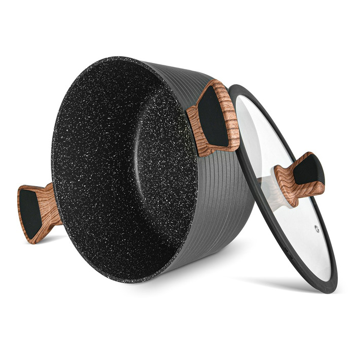 Каструля зі скляною кришкою 20 см 2,6 л DIAMOND GREY Fissman