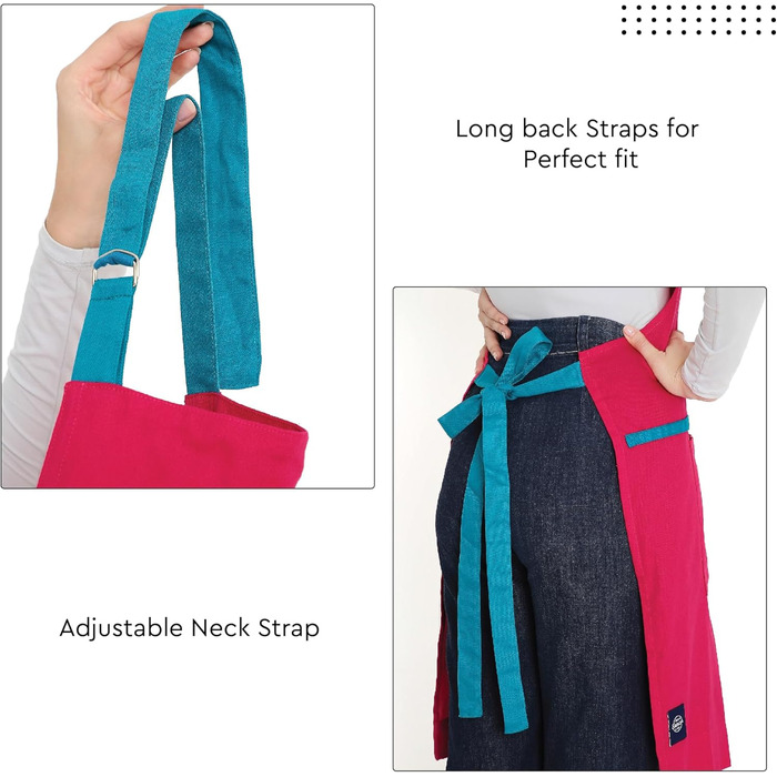 Регулируемый кухонный передник с карманами 68 x 85 см розовый Encasa XO