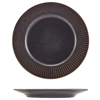 Тарілка 21 см, Terra Porcelain Black Fluted, GenWare