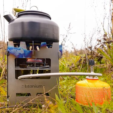 Хобо Преміум Складана вулична плита з термостійкої нержавіючої сталі XL-набір з багатьма аксесуарами Зроблено в Німеччині (вставка з нержавіючої сталі для газового пальника Trangia)