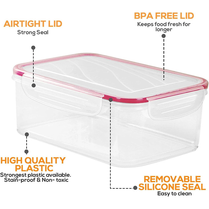 Банки для зберігання з кришками (9 контейнерів, 9 кришок) Контейнери для зберігання продуктів для кухні, кухонний органайзер без бісфенолу А (упаковка з 18 шт. , червоний), 18