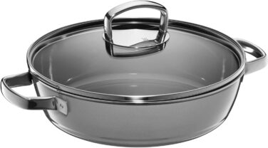 Сковорода для тушкування 28 см зі скляною кришкою, сіра Fusiontec Mineral WMF